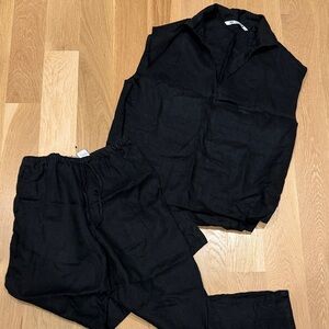 Zara Black Women's linen shirt and pants size XS